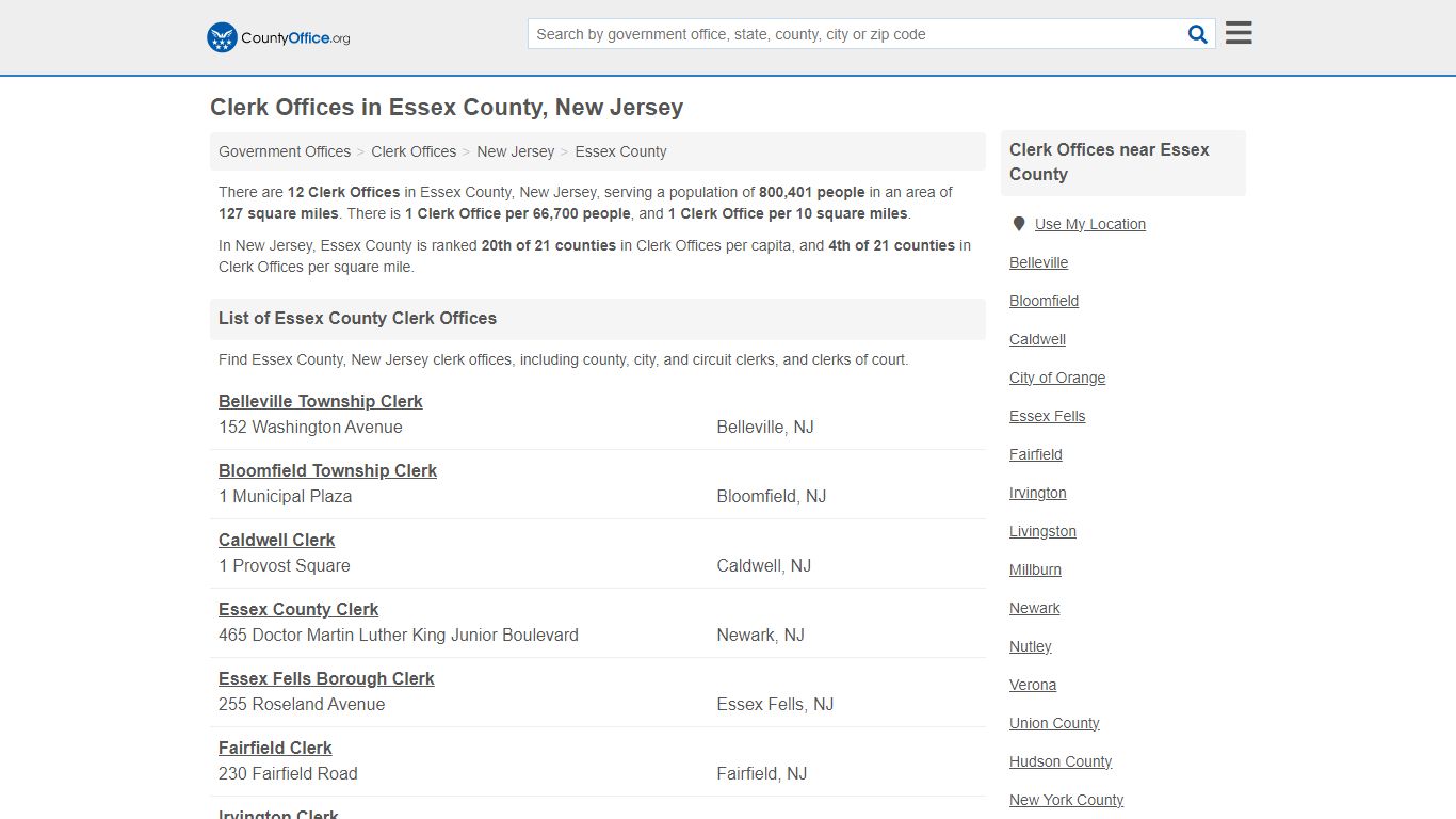 Clerk Offices - Essex County, NJ (County & Court Records)